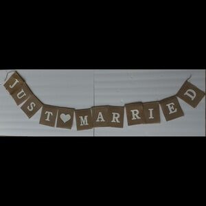 Just Married Burlap Banner